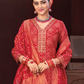 Graceful Red Color Berlin Silk Kurti Suit With Embroidery Work Near Me