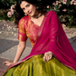Pink And Green Color Silk With Zari  Work Lehenga Near Me