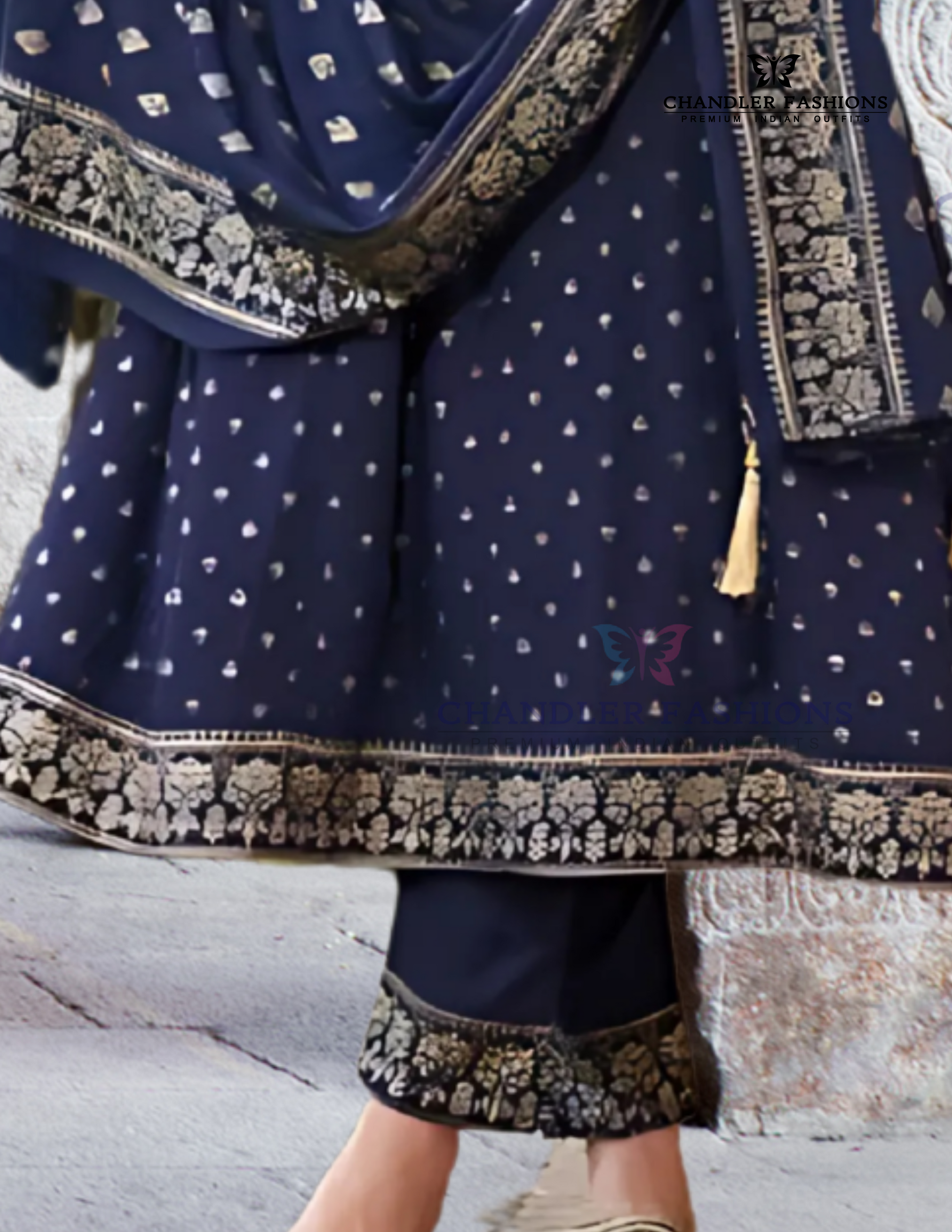 Blue Color Embroidery Work Salwar Suits In USA