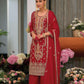 Alluring Designer Red Color Palazzo Suits With Dupatta For Women