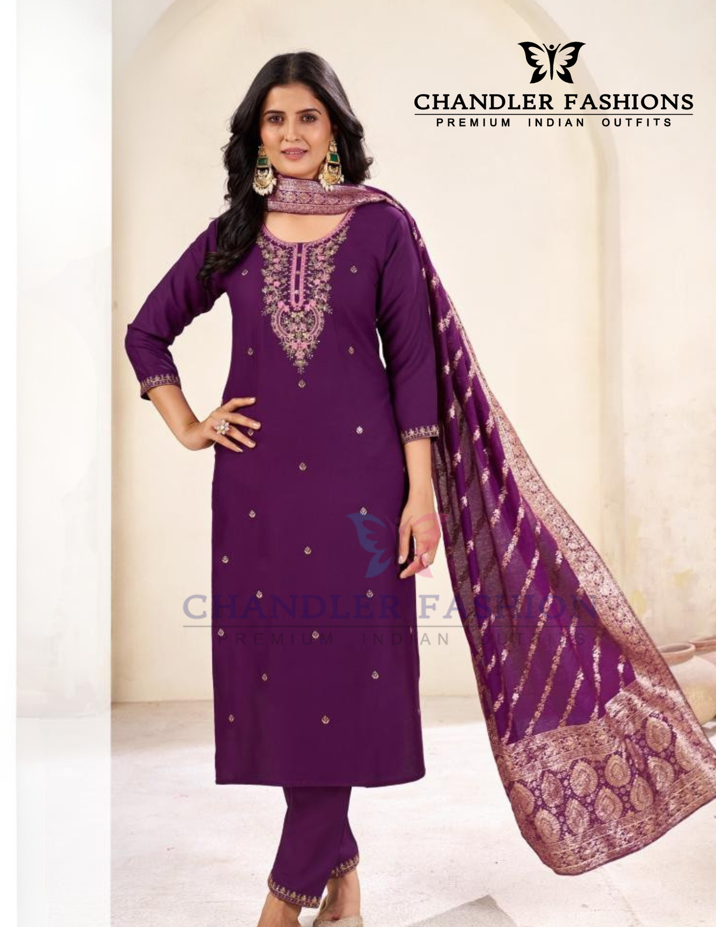Wonderful Purple Color Rayon With Thread Work Salwar Suits For Women