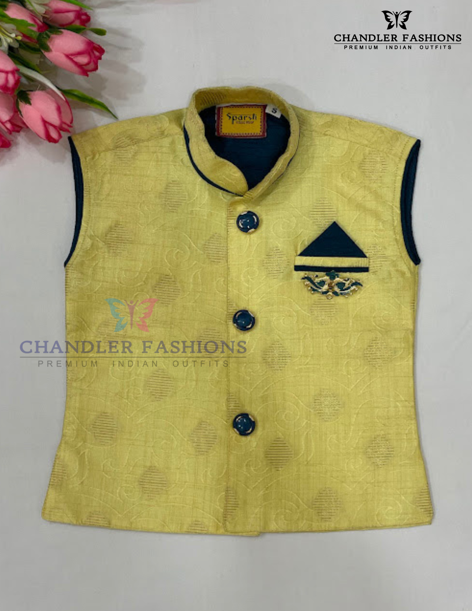 Cotton Sherwani Suit With Brooch Pin In Mesa