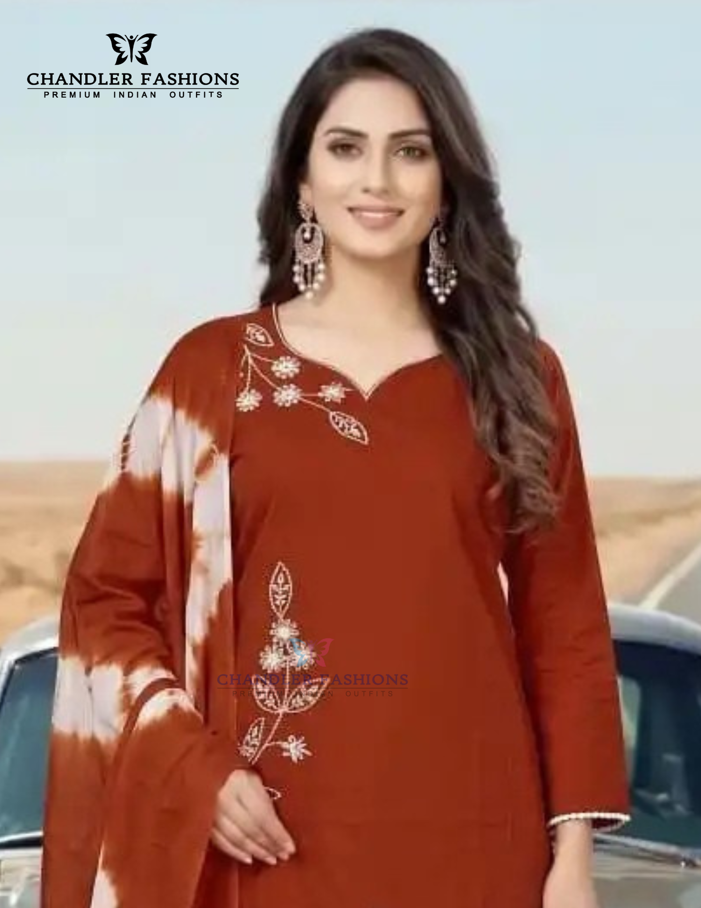 Dark Orange Color Cotton With Embroidery Work Salwar Suits Near Me