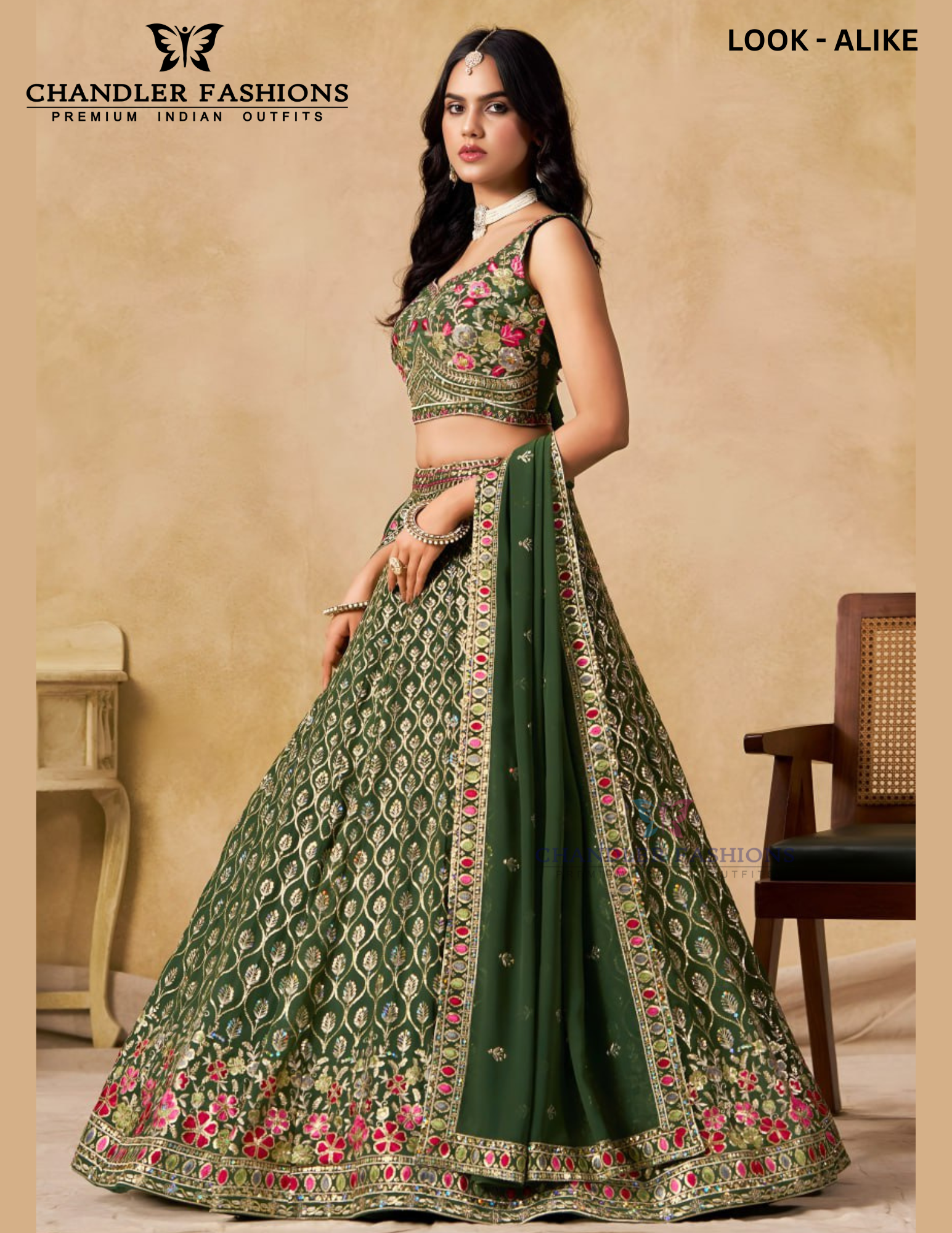 Green Color Sequins Work Lehenga In USA