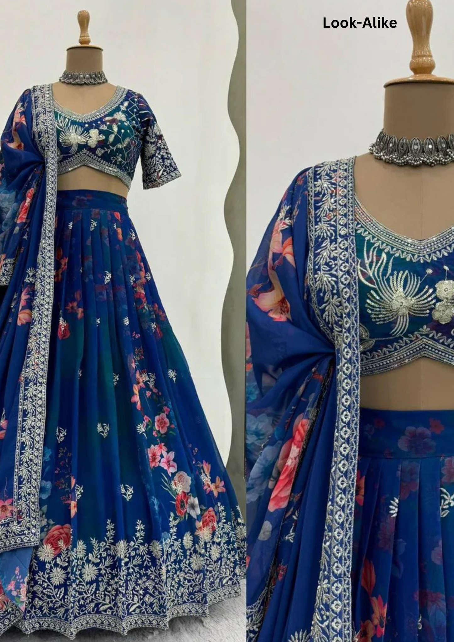 Blue Color Georgette With Sequins Work Lehenga Choli In USA