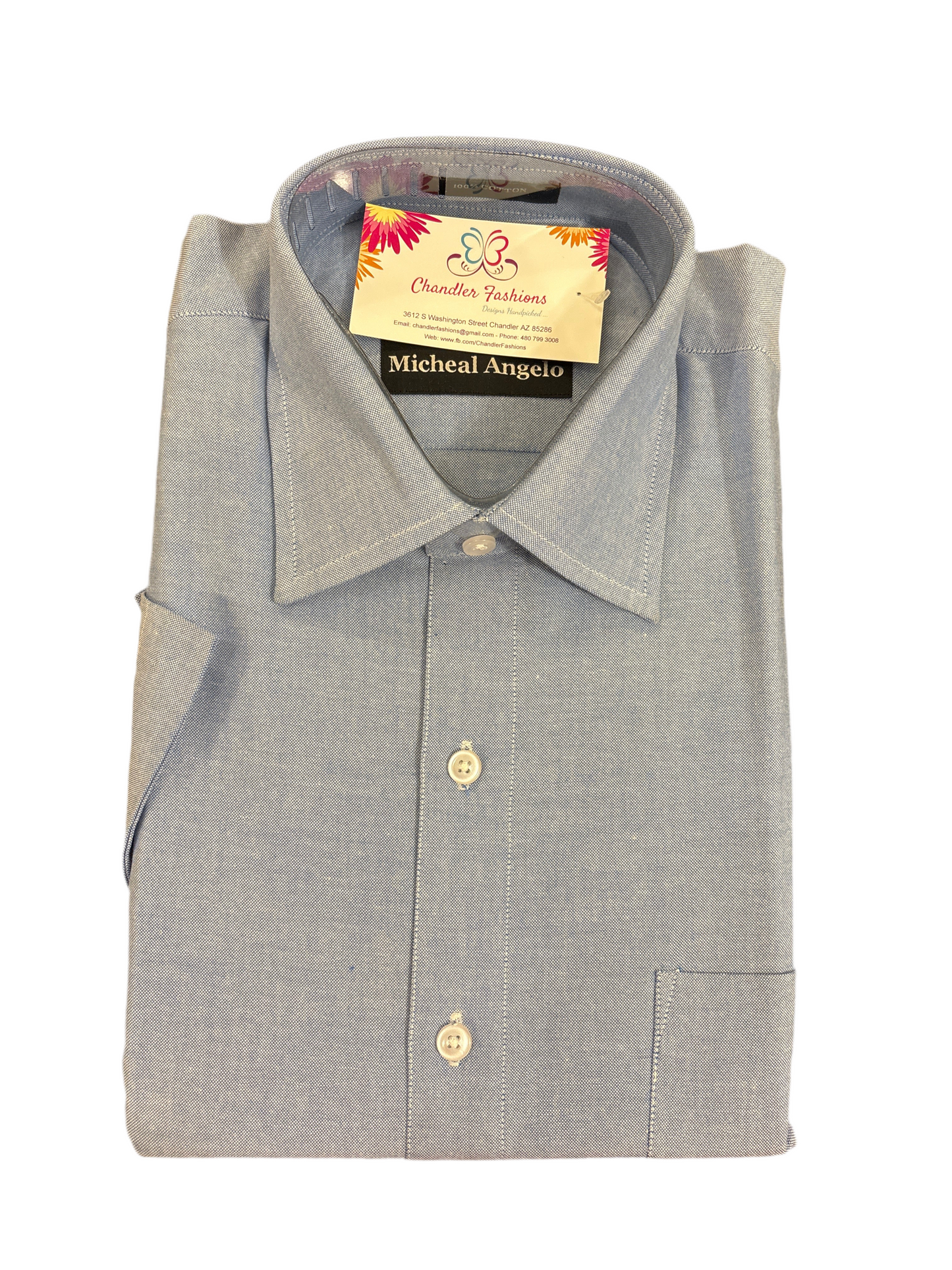 Elegant Light Blue Shirt with Short Sleeves And Pocket