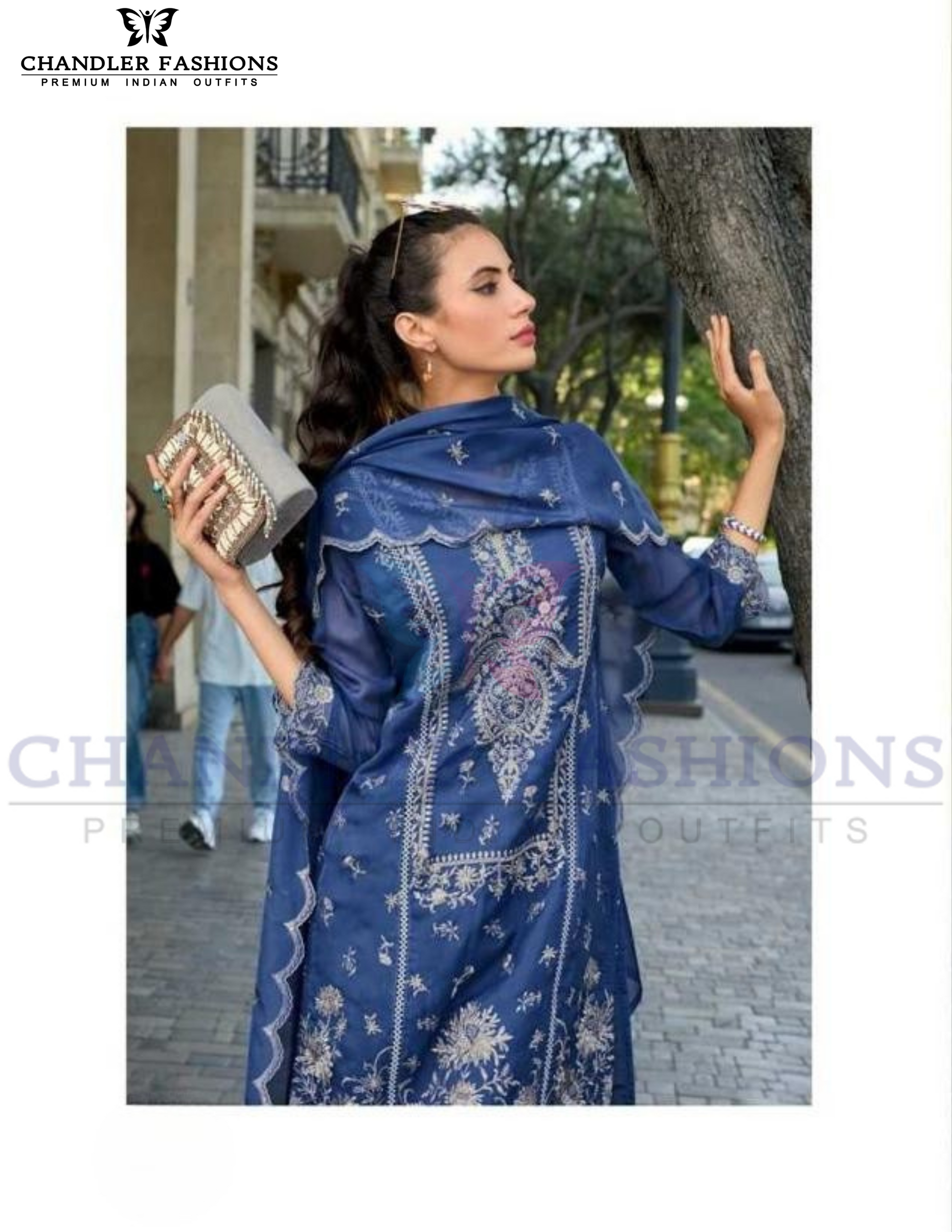 Appealing Blue Color Soft Organza With Embroidery Work Salwar Suits Near Me