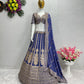 Beautiful Blue Colored Heavy Sequins Work Faux Georgette Lehenga Choli With Full Heavy Sequins Work Dupatta