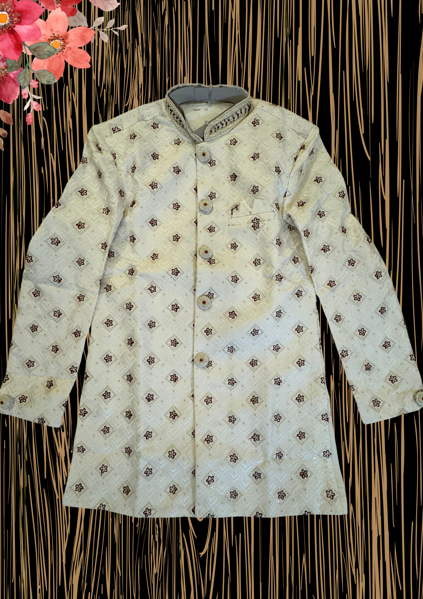 Worn On Neck And Buttons Pearl Sets Kurta In USA
