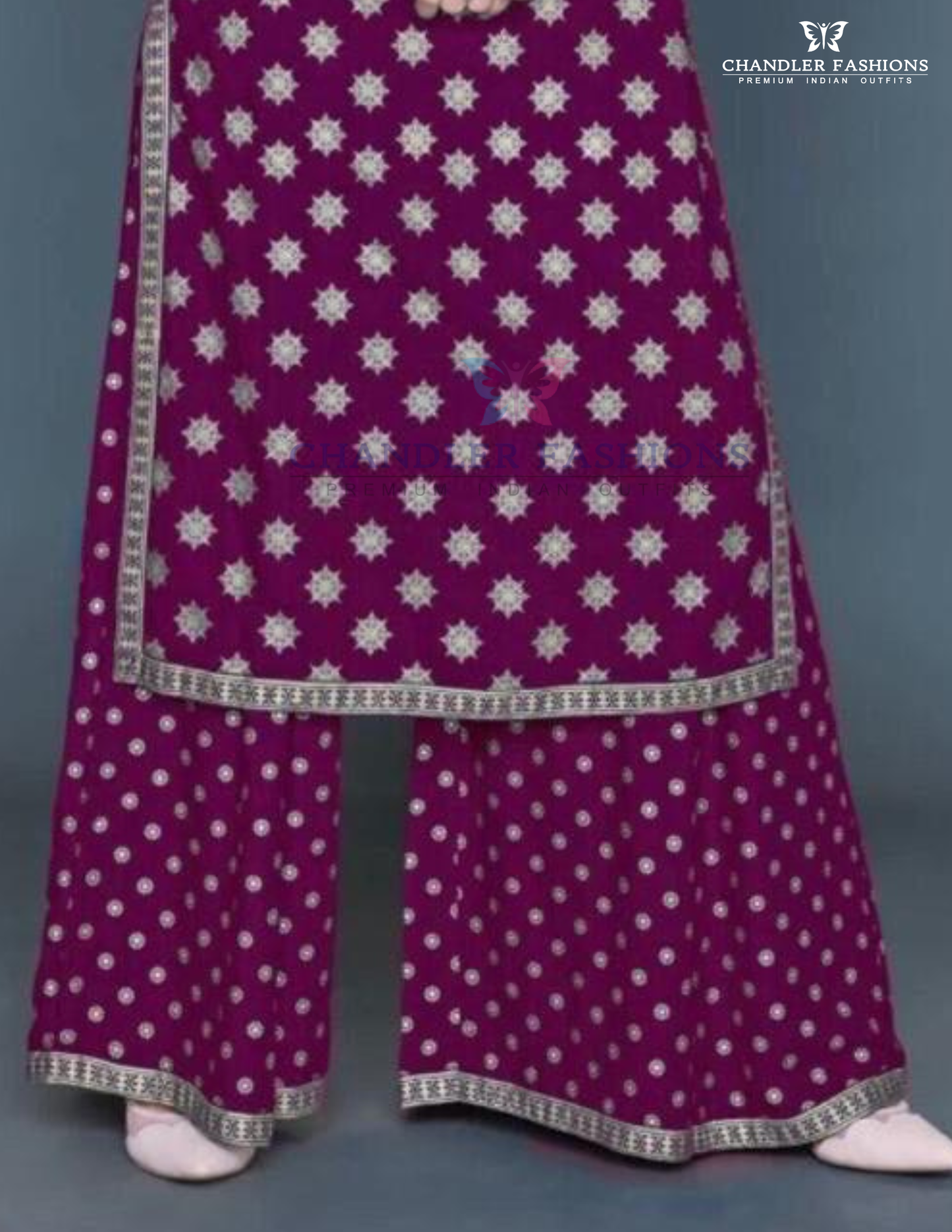 Alluring Purple Color Rayon Printed Work Palazzo Suits For Women In USA