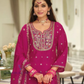 Charming Rani Pink Color Chinon Silk With Embroidery Work Palazzo Suits Near Me