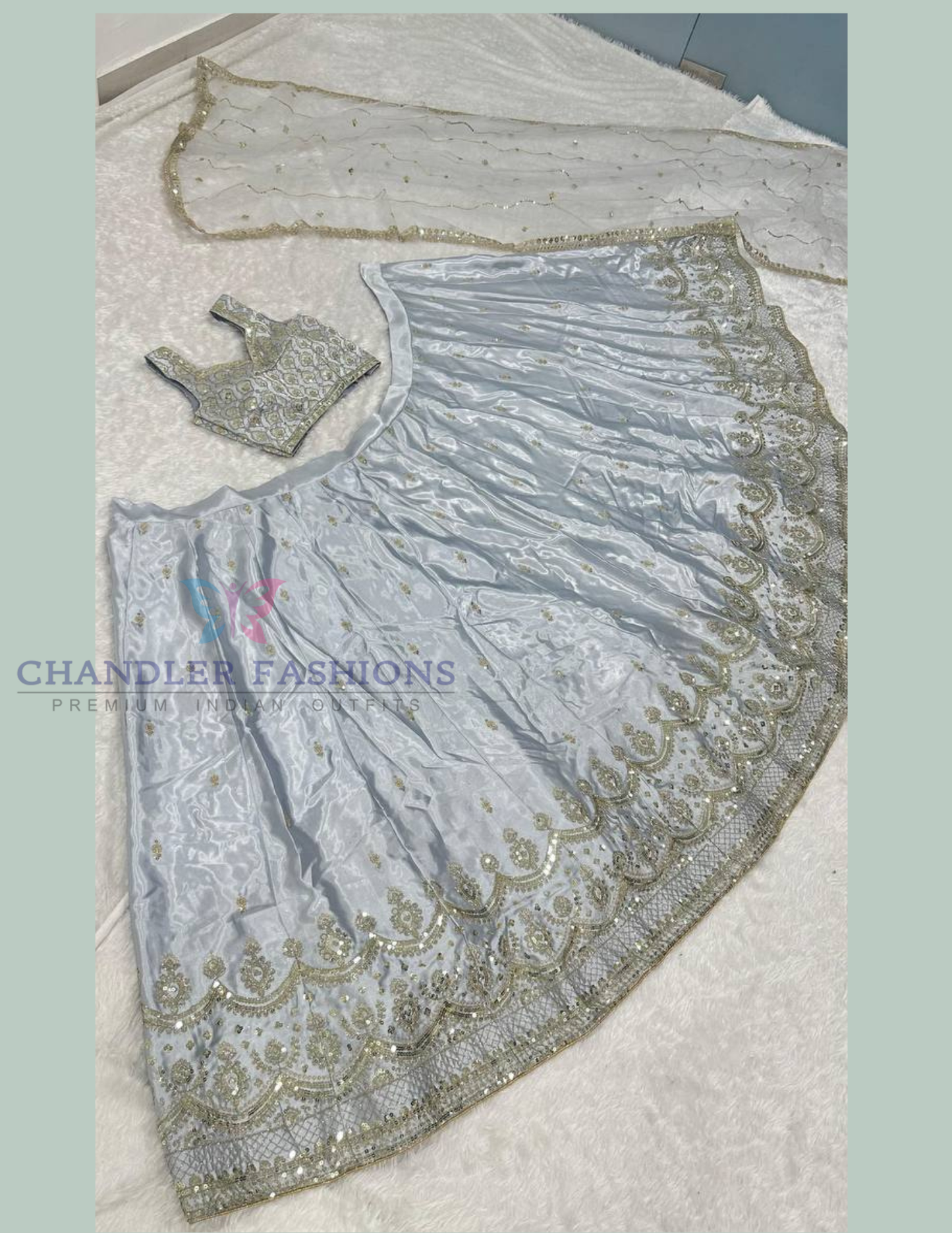 Gray Color With Sequins And Dori Work Lehenga In Phoenix