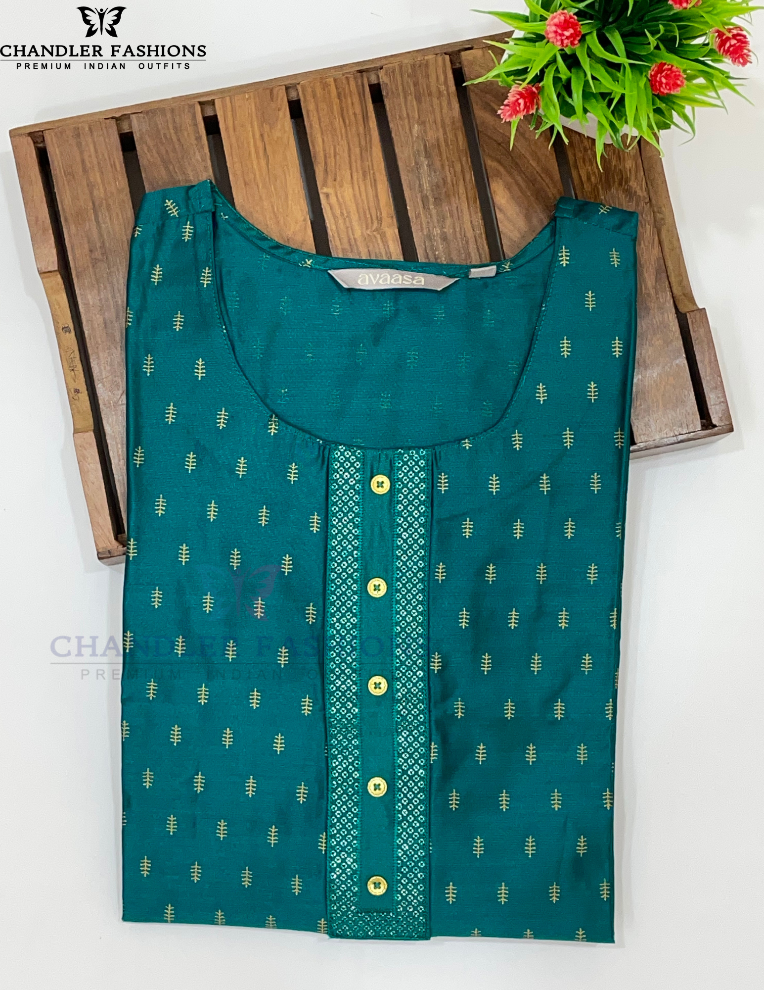 Rama Green Color Sequins And Printed Design Kurti In Peoria