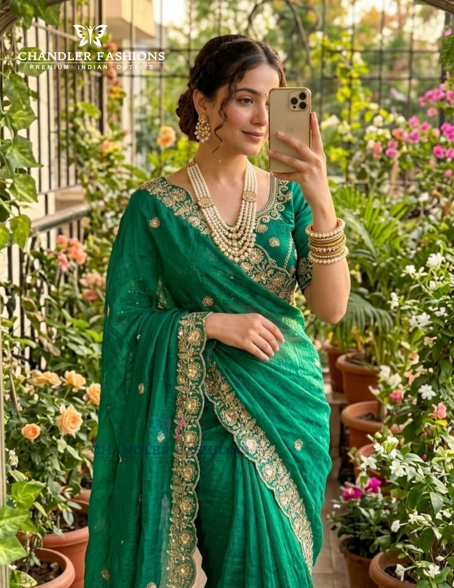 Green Color Satin With Embroidery And Sequins Work Saree Near Me