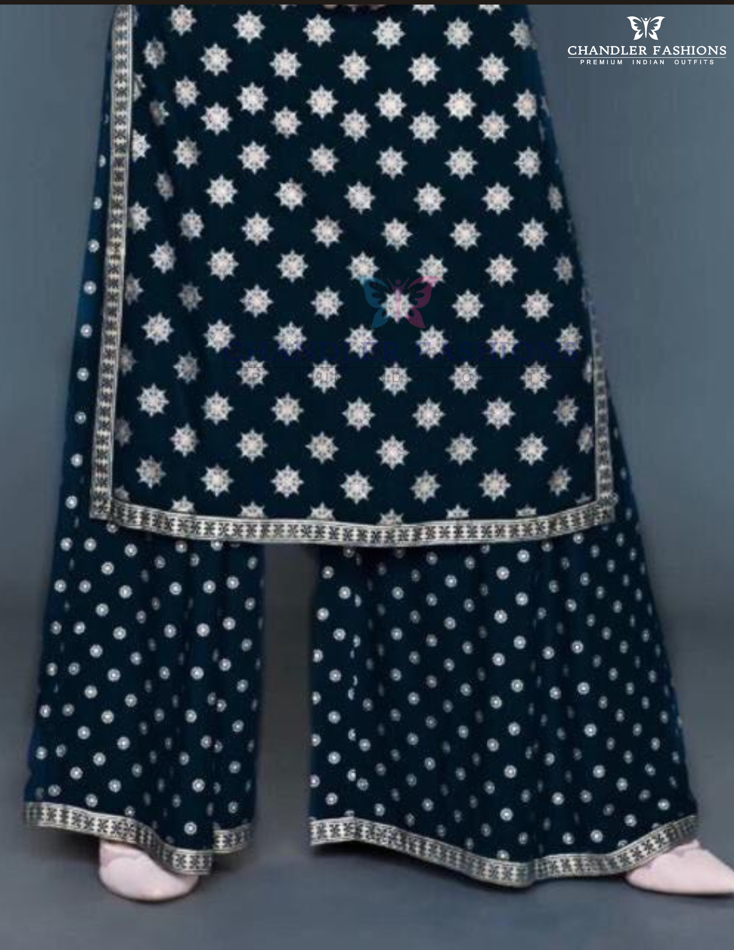 Pretty Black Color Rayon Printed Work Palazzo Suits In USA