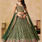 Stunning Green Color Georgette With Zari Embroidery And Sequins Work Lehenga Choli For Women