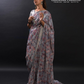 Attractive Gray Colored Sequins Work Embroidery Saree With Beautiful Latkan In Pallu