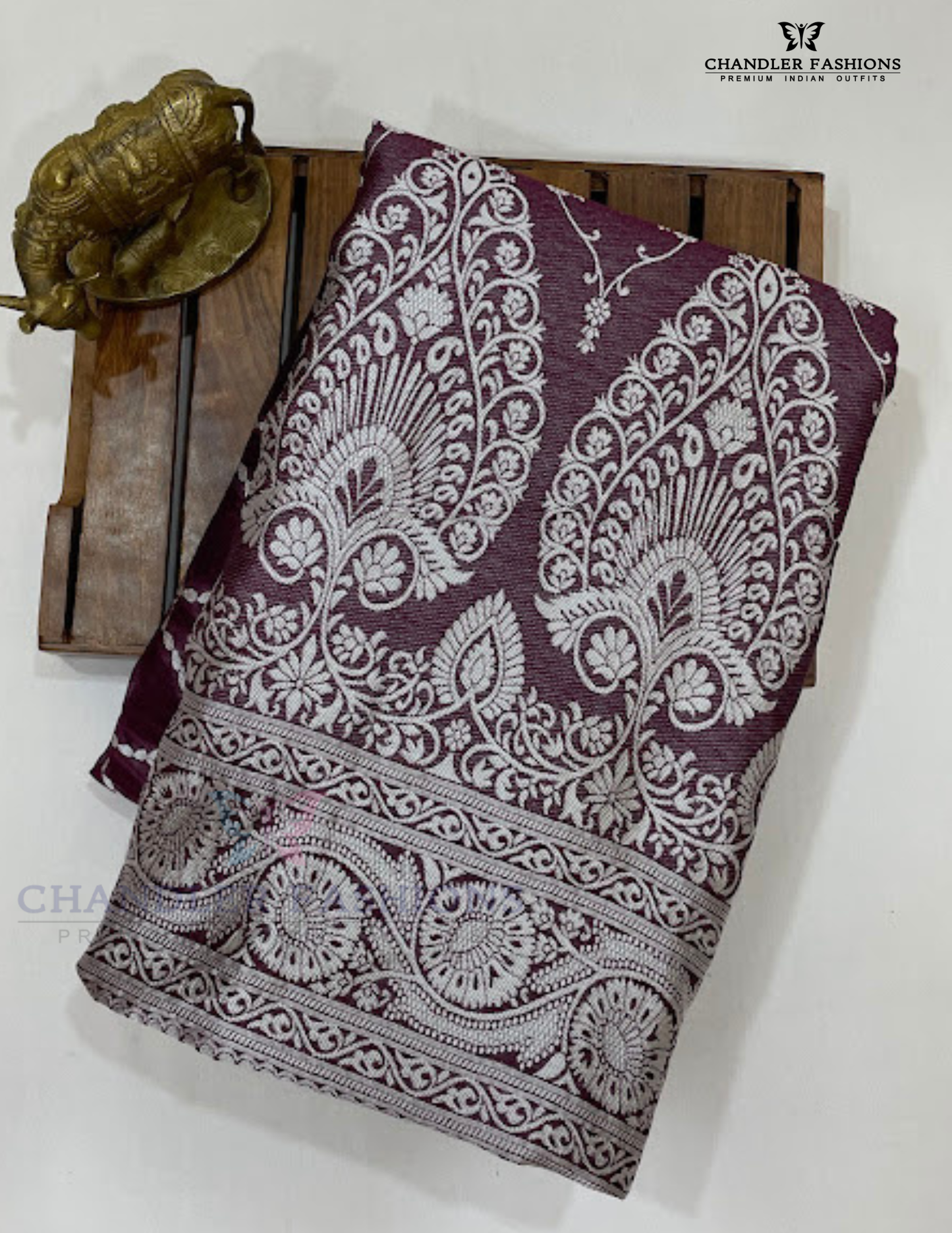 Wine Color Silk Cotton Saree In USA
