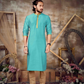 Graceful Sea Green Colored Premium Slub Silk Kurta With Pajama Set For Men's