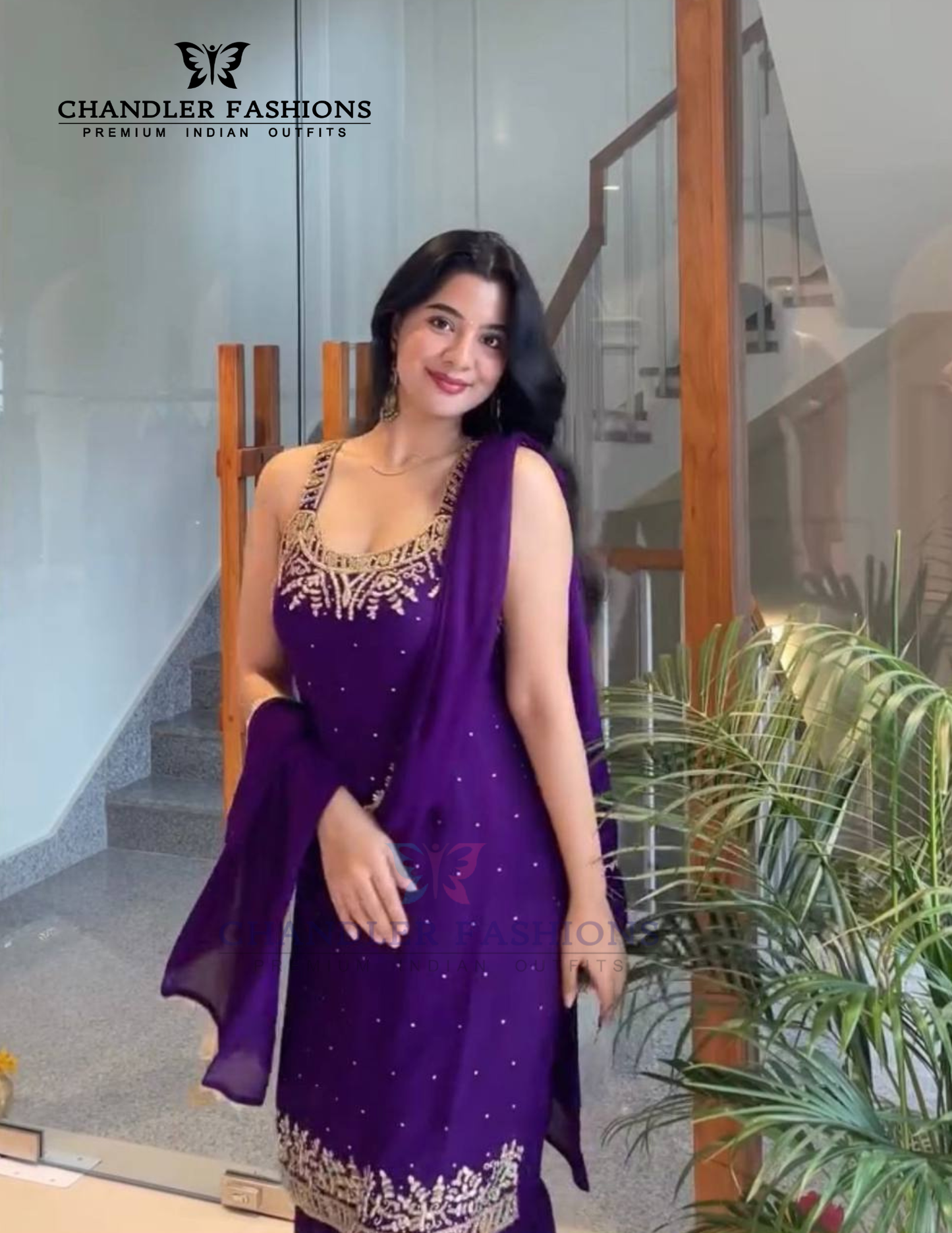 Purple Color Georgette Embroidery And Sequins Work Palazzo Suits Near me