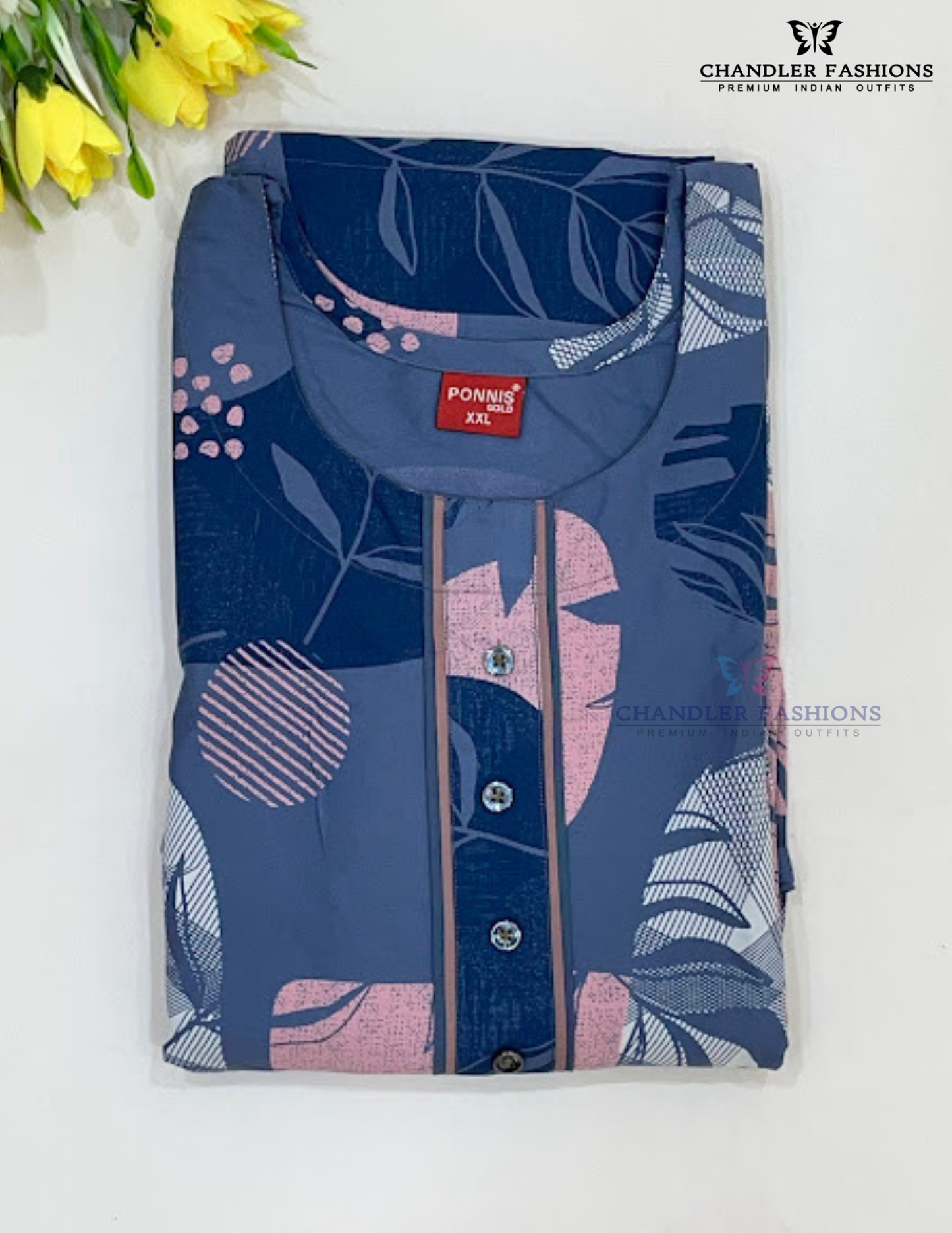 Bluish Gray Color Rayon With Printed Work Nighty Near Me