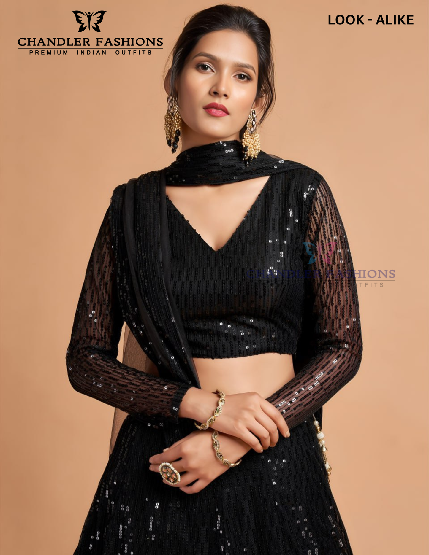 Black Color Net With Sequins Work Lehenga In Arizona