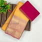 Attractive Yellow Color Pure Kanchi Silk With Bottle Pink Color paisley Motifs Border And Gold Zari Work Saree Near Me