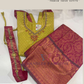 Attractive Light Green And Pink Color Silk Langa Set With Hip Belt For Girls