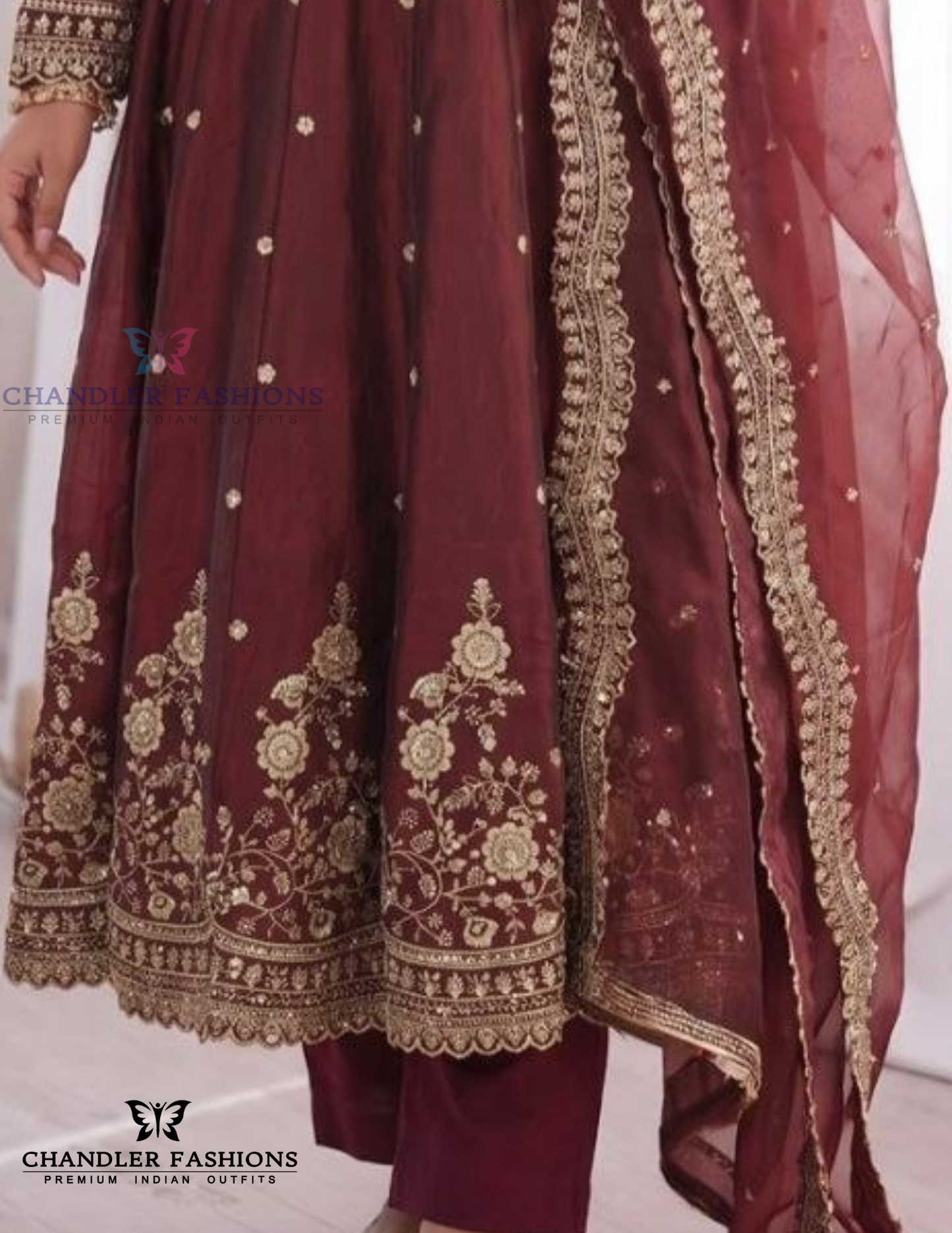 Maroon Color Fendi Silk With Sequins And Embroidery Work Anarkali Suits In Tempe