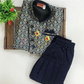 Dark Blue Color Silk Cotton Sherwani Suit With Brooch Pin In USA