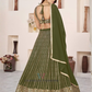 Olive Green Color Georgette Lehenga Choli With Sequins And Embroidery Work Near Me