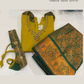 Charming Yellow And Dark Green Color Silk Langa Set With Hip Belt For Girls