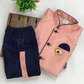 Peach Color Silk Cotton With Brooch Pin Sherwani Suit In USA
