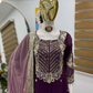 purple Color Georgette With Embroidered Sequins Work Sharara Suits in Surprise