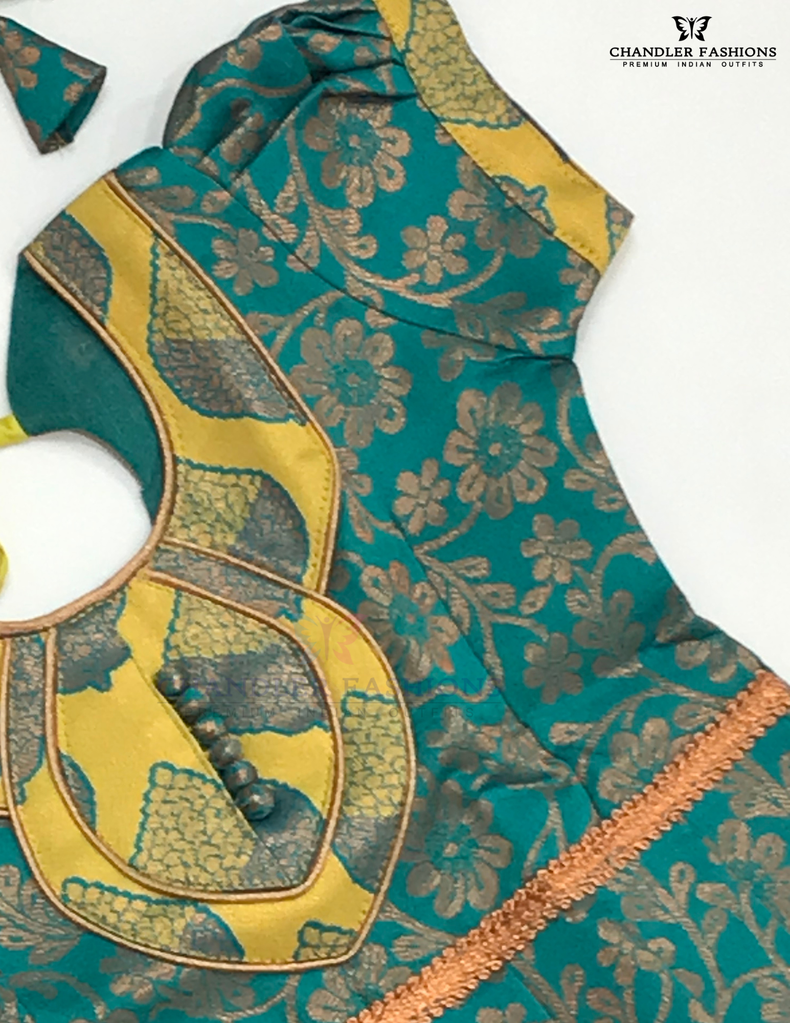 Green And Yellow Colored Silk Langa Sets In Surprise