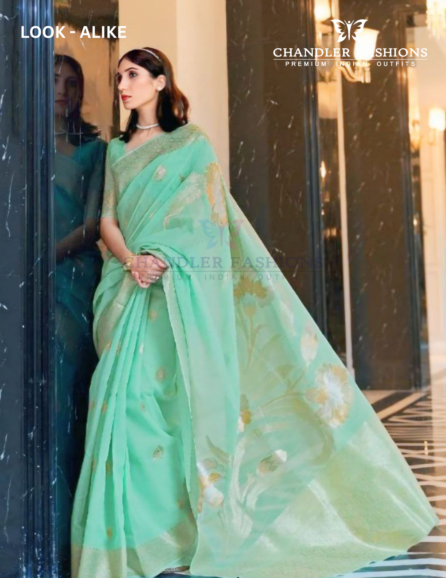Attractive Green Colored Linen Saree With Blouse For Women