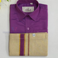 Beautiful Purple Color Cotton Shirt With Tissue Zari Work Dhoti Set For Kids