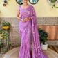 Charming Lavender Color Georgette And Sequins With Thread Work Saree