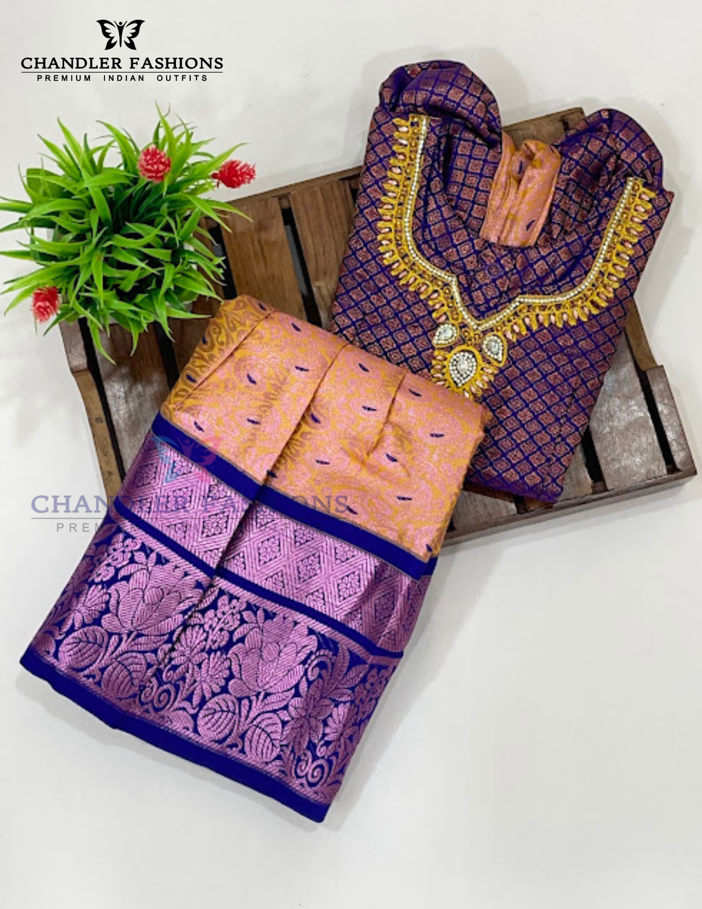 Violet Color Art Silk Langa Set In USA