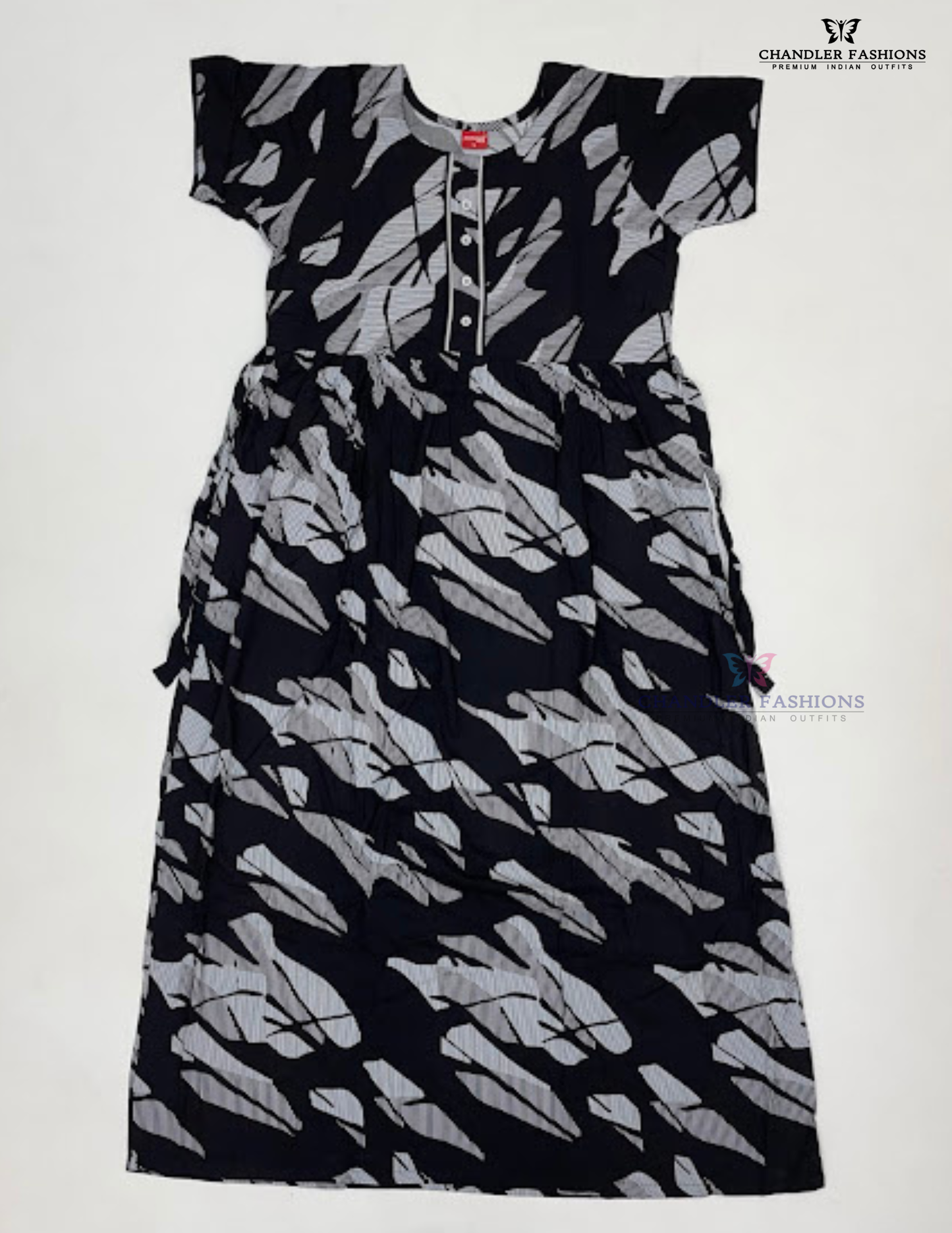 Charming Black Color Rayon With Printed Work Nighty For Women