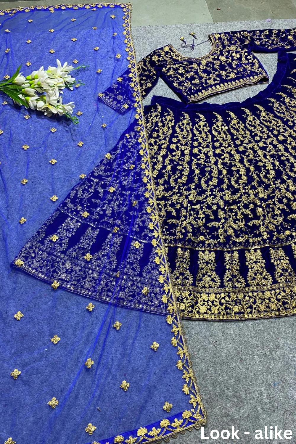 Royal Blue Embroidered Lehenga Choli In Tucson