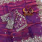 Purple Color Silk With Zari Embroidery And Sequins Work Saree Near Me