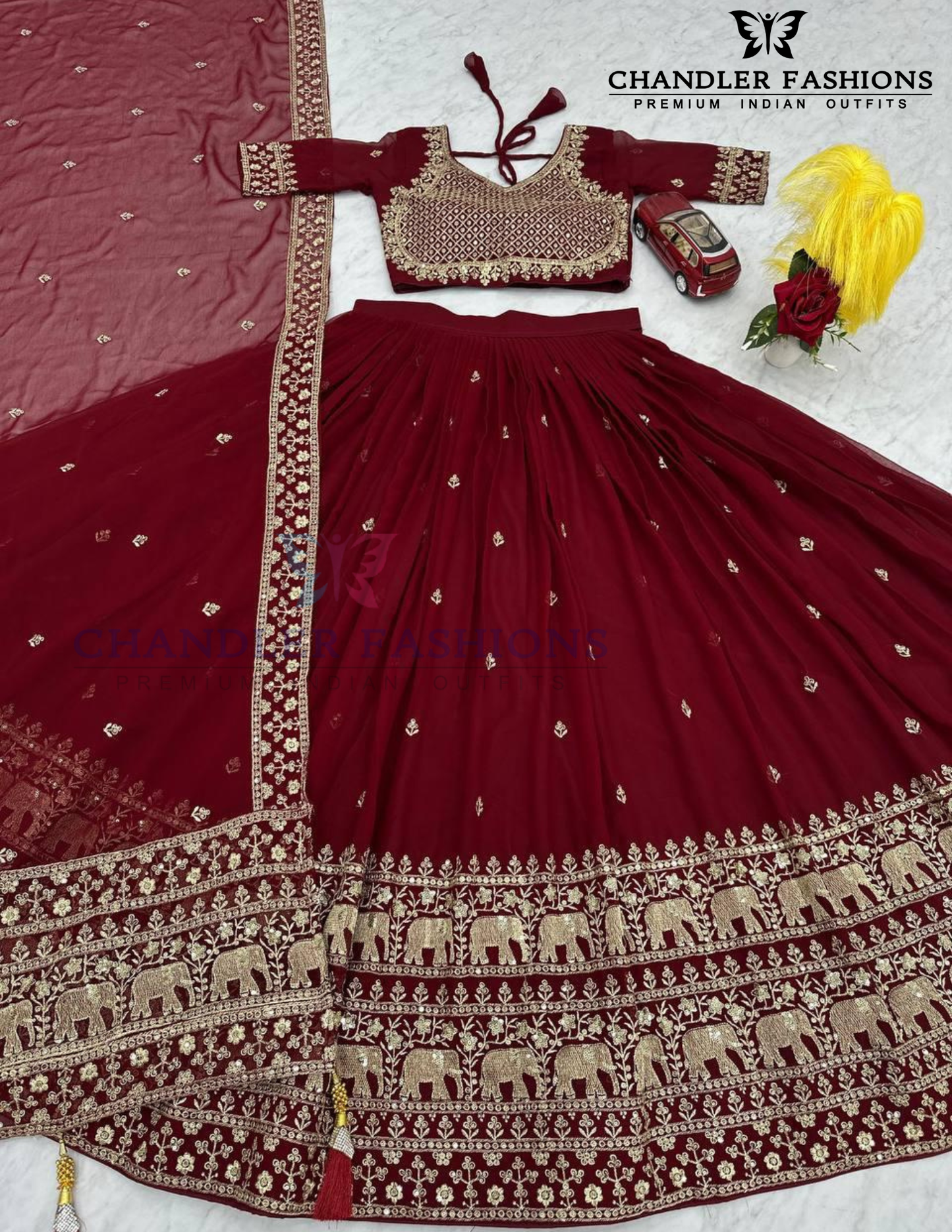 Maroon Color Embroidery And Sequins Work Lehenga Choli In Mesa