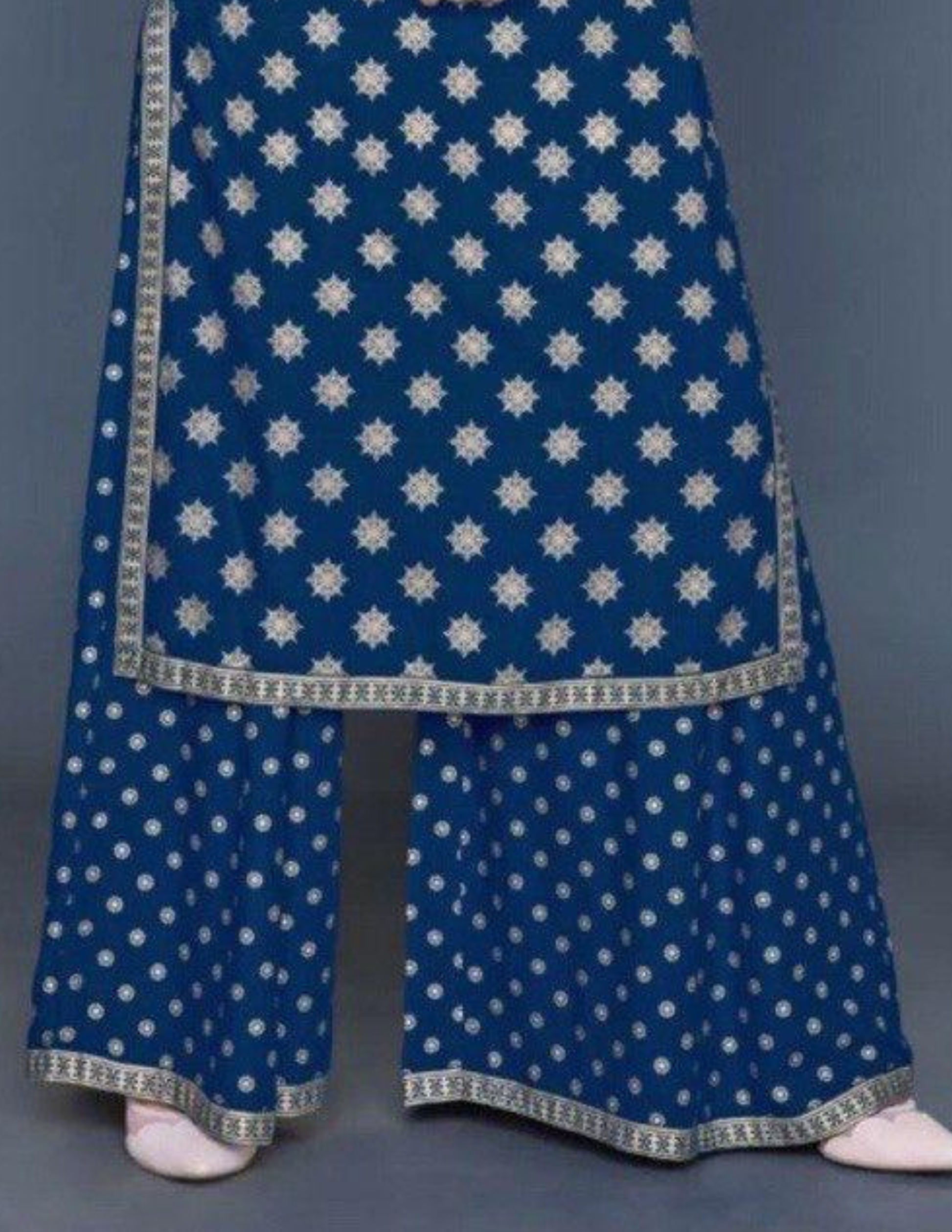 Blue Color Rayon With Printed Work Palazzo Suits In USA