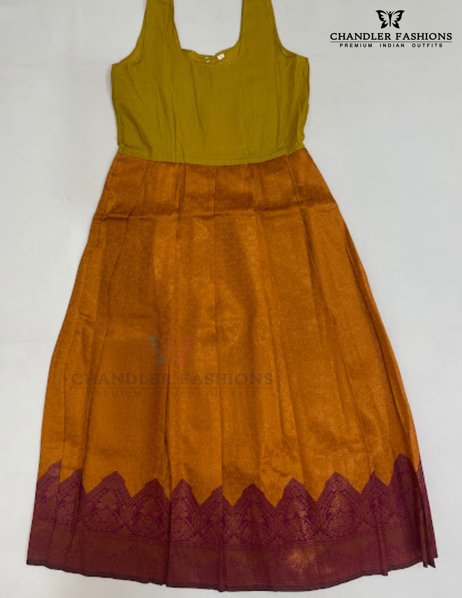 Pink And Mustard Yellow Color Silk Langa set In Suncity