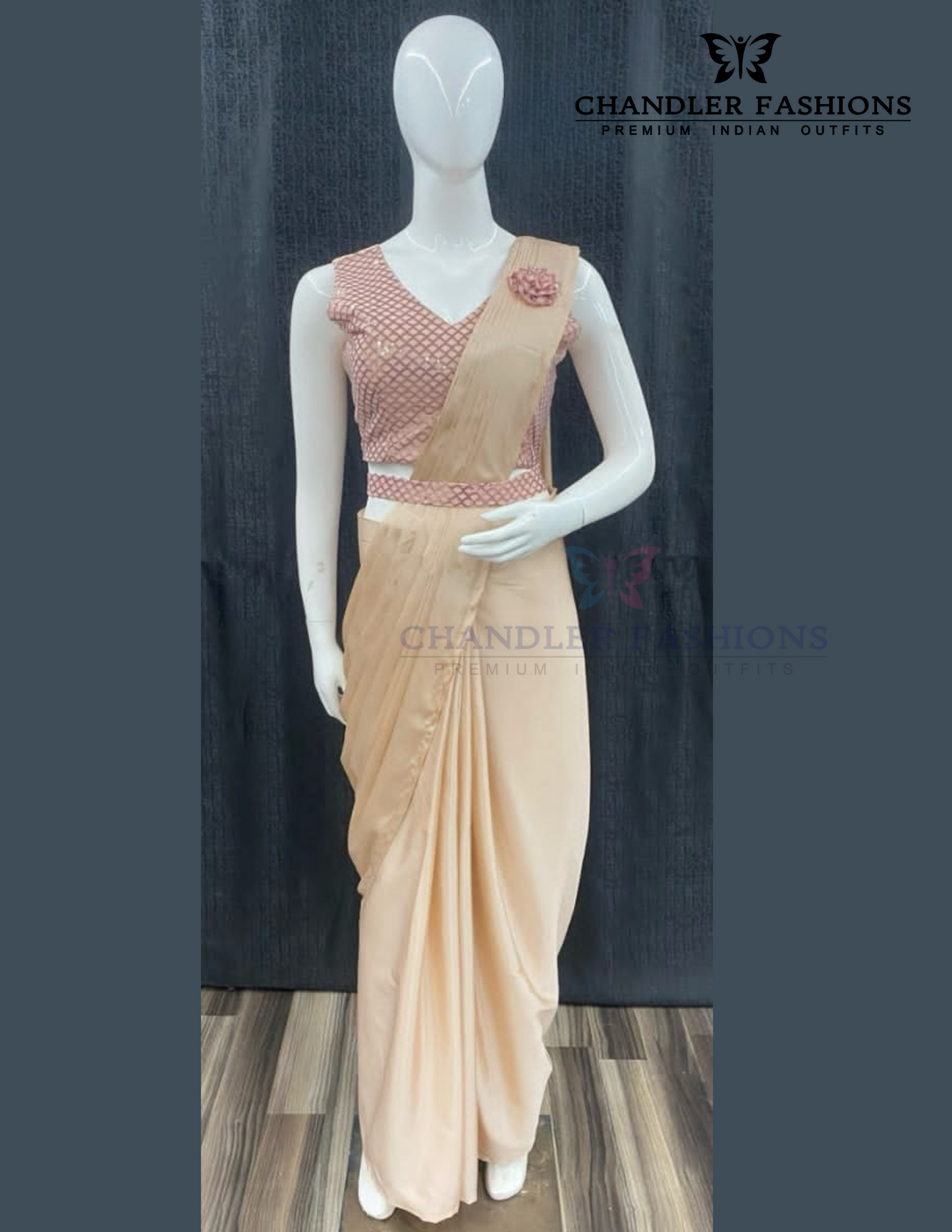 Fabulous Peach Color Ready To Wear One Minute Designer Saree For  Women