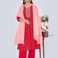 Pretty Red Color Rayon With Embroidery And Sequins Work Salwar Suits