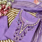 Goergeous Lavender Color Reyon Slub Cotton With Embroidery Work In AZ