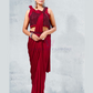 Stylish Dark Maroon Ready To Wear Lycra Designer Saree