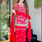 Wonderful Heavy Faux Georgette Party Wear Palazzo Red Color With Embroidery Work